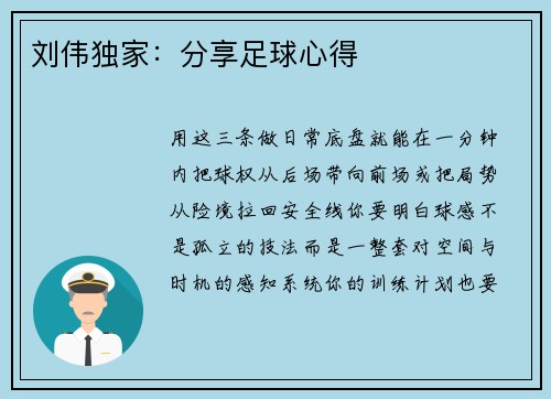 刘伟独家：分享足球心得